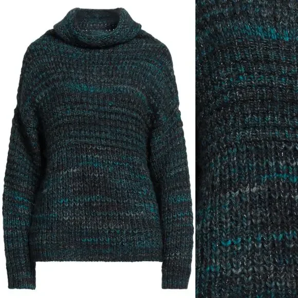 Zadig & Voltaire Milord Mix Wool Blend Blue Italian Made Cowl Neck Sweater Small - Picture 8 of 8